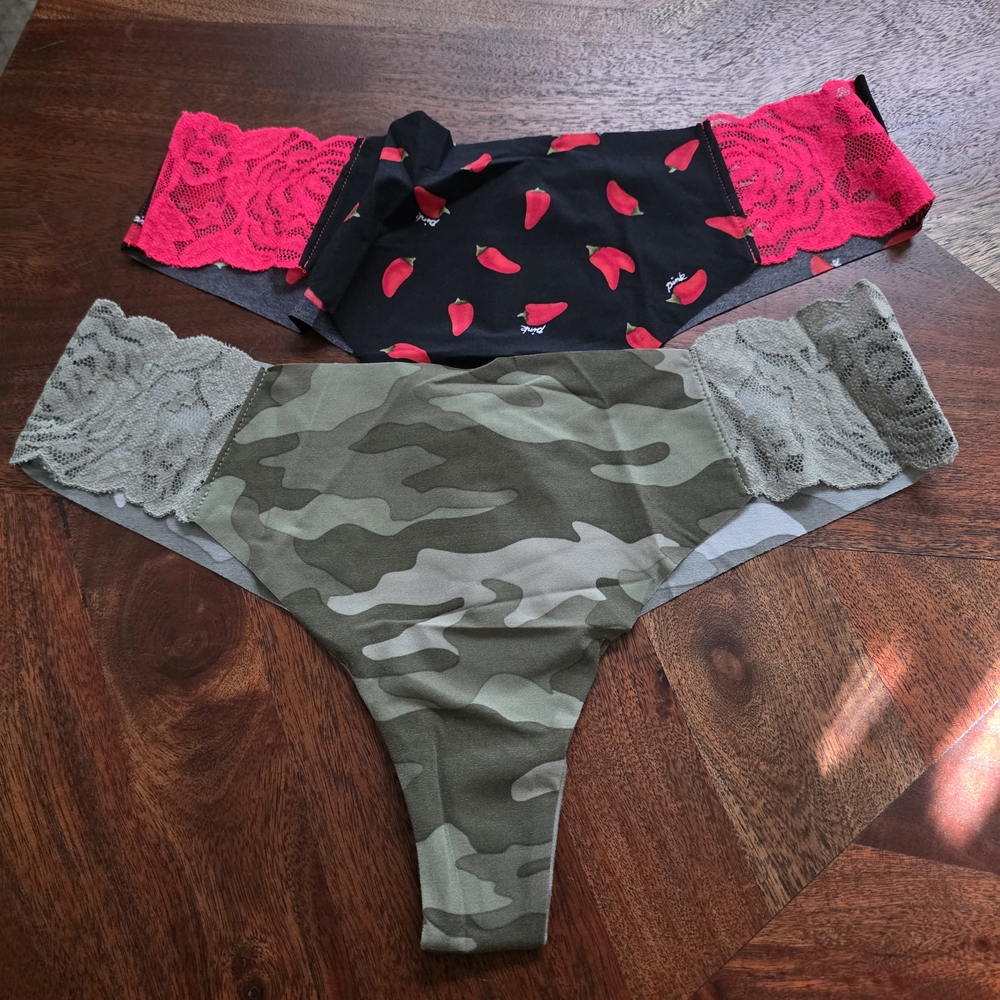 Victoria's Secret PINK Green‎ and Red Lace Underwear